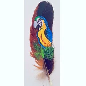Parrot Hand painted on a feather